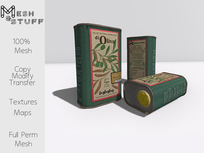 Second Life Marketplace M&S Olive Oil Can Mesh Full Perm